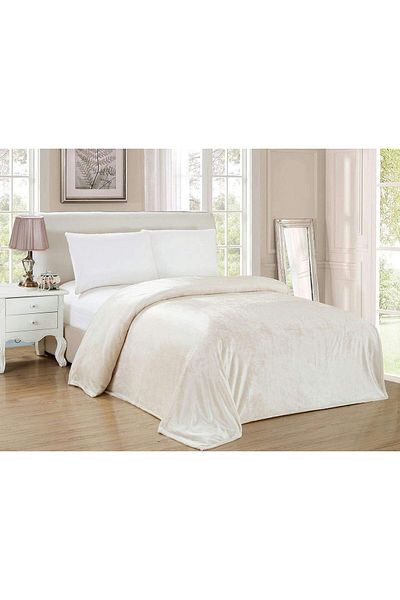 erorex Soft Flannel Fleece Blanket Off White Single Size 210 * 150 Cm Smt 04