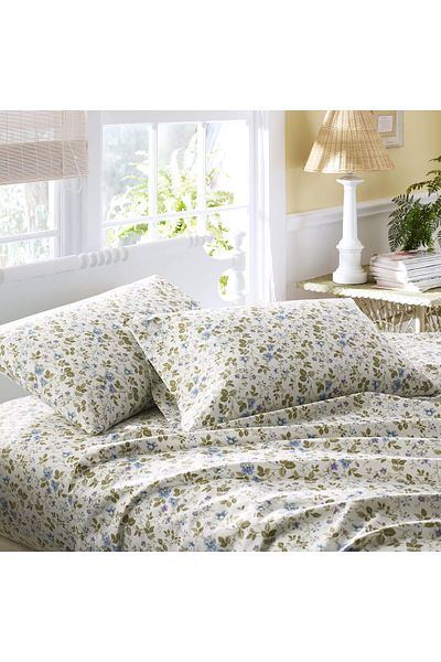 erorex Home Spring Bloom Cotton Sateen Sheet Set Blue King