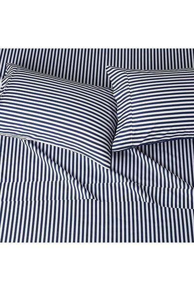 erorex Lightweight Super Soft Easy Care Microfiber Bed Sheet Set With 14” Deep Pockets Full Navy Pinstripe