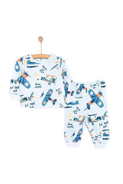 ebebek Hello Baby HelloBaby Uzun Kol Uçak Desenli Bisiklet Yaka Pijama Takımı