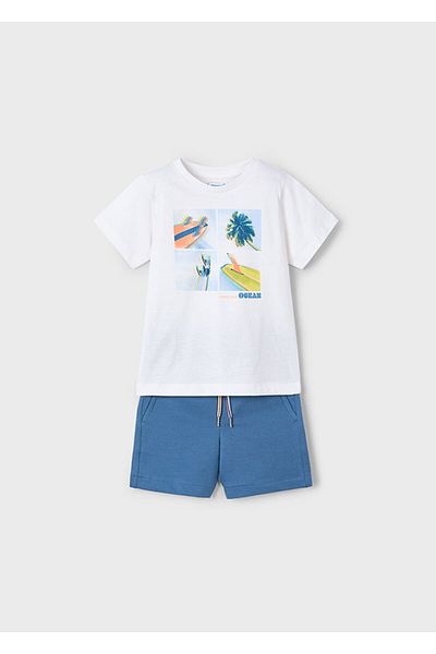MAYORAL 04-10 Years Boy Mayoral Shorts T-Shirt Set - Indigo Blue