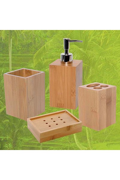 erorex Ecobio Bamboo Square Bathroom Toothbrush Holder 2.76 Inch L