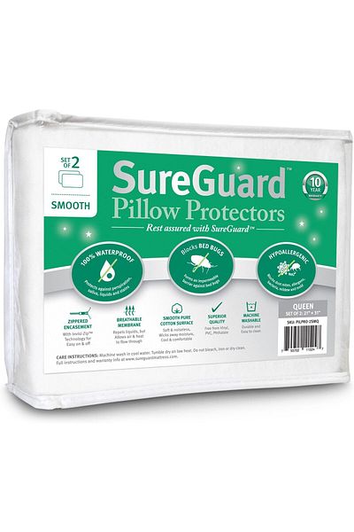 erorex Set Of 2 Queen Size Pillow 100 Percent Waterproof Bed Bug Proof Hypoallergenic Premium Zippered