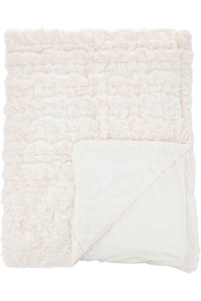 erorex Ruched Faux Fur Plush 3 Piece Throw Blanket Set Ultra Soft Fluffy With 2 Square Pillow Covers 50