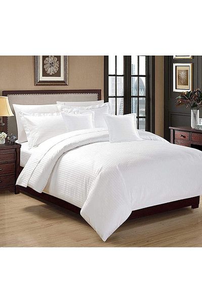 erorex Hotel Stripe Comforter 4Pcs Set Twin Single Size Bg 002 White