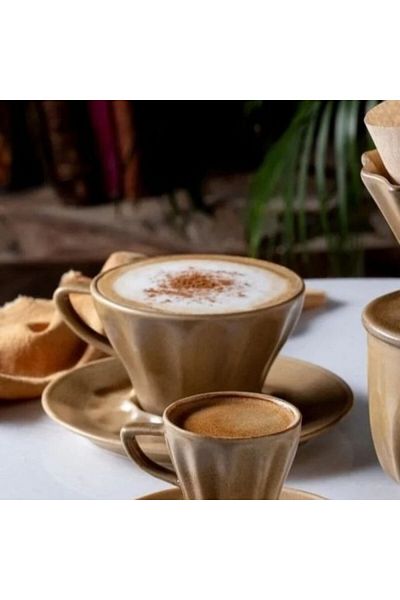 Bonna Set of 6 premium reactive ceramic cups, Terra Raw, 240 ml