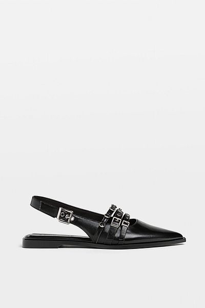Stradivarius Buckle-Banded Flat Shoes