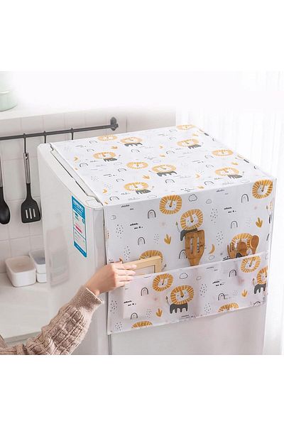 erorex Refrigerator Dust Proof Cover Peva Material Washing Machine Waterproof Cover With 6 Storage Pockets