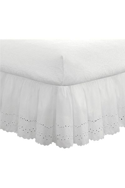 erorex Ruffled Eyelet Bed Skirt Dust Ruffle With Gathered Styling And Embroidered Details 18 Inch Drop