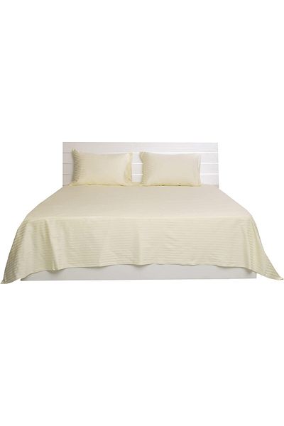 erorex King Bed Sheet 3Pcs Set 100 Percent Cotton 250Tc Sateen 1Cm Stripe Size: 260X280Cm + 2Pc Pillowcase