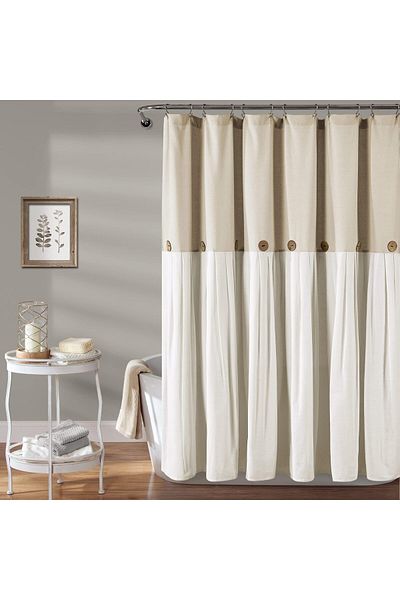 erorex Linen Button Shower Curtain 72 Inch X 72 Inch
