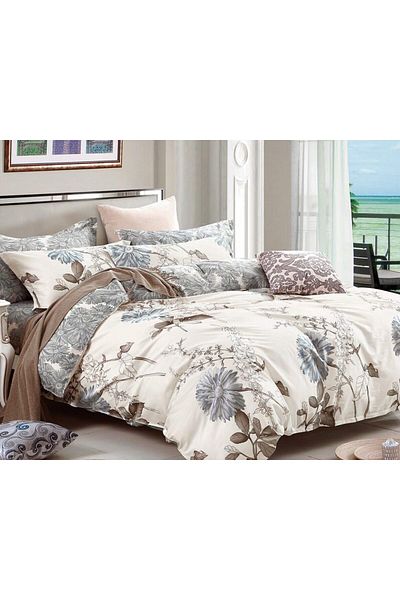 erorex Daisy Silhouette Reversible Floral Print 3 Piece 100 Percent Cotton Bedding Set: Duvet Cover And