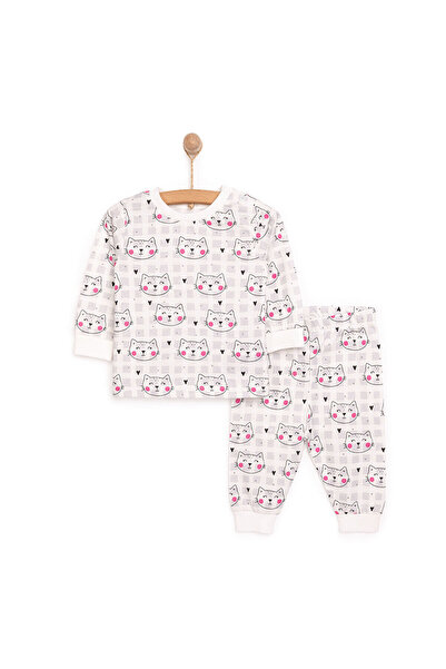 ebebek Hello Baby HelloBaby Kız Kedi Desenli Uzun Kol Pijama Takımı