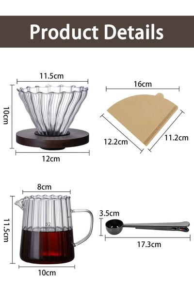 erorex V60 Drip Coffee Set,Drip Brew Pour Over Coffee Set,4 1 Drip Coffee Maker Set,ورق تصفية