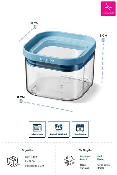 Prima Nova Primanova Seoul Dry Food Storage Container 550 ml - 11X11 X8Cm