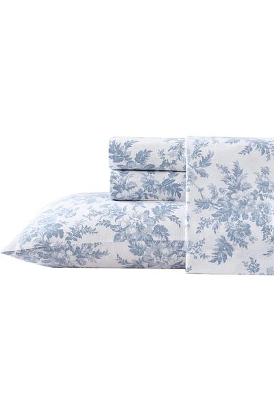 erorex Twin Sheet Set Cotton Flannel Bedding Brushed For Extra Softness And Comfort Vanessa Blue Twin