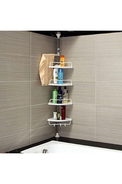 erorex 4 Tier Adjustable Telescopic Shelf Bathroom Organizer Corner Rack Shower Shelf Caddy Holder