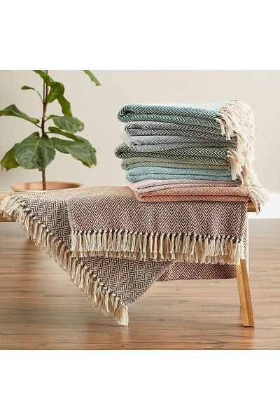 erorex Diamond Throw Collection Cotton Woven 50X60 Grey