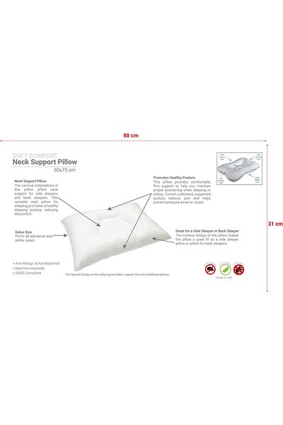 erorex Soft Comfort Orthopedic Pillow 1Pc 50 X 75 Cm 900 Gm Filling 233Tc 100 Percent Cotton Down Proof