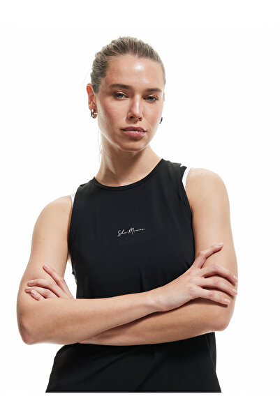 Koton Crew Neck Back Detailed Sleeveless Printed Athlete's Undershirt