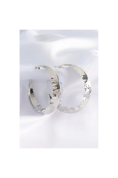 Skygo Brass Silver Color Leaf Pattern Hoop Earrings - Tj-Bkp8922