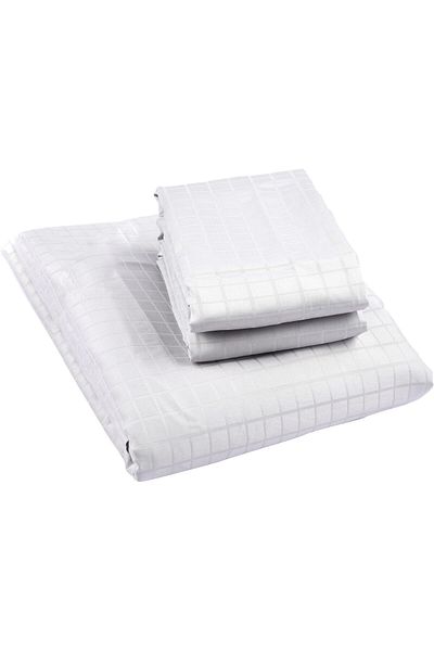 erorex 3Pc King Bed Sheet Set 250Tc 100 Percent Cotton Dobby Box Sateen Size: 260 X 280 Cm Silver