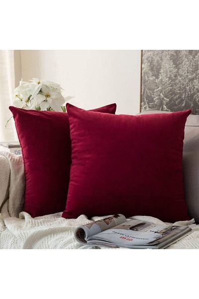 erorex Dark Blue Velvet Decorative Solid Filled Cushion 45 * 45 Centimeter.Dc8025102572230 Kun