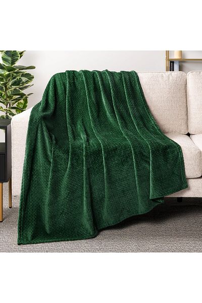 erorex Soft Flannel Fleece Blanket Throw Emerald Green Textured Decorative Velvet Blanket For Couch Sofa