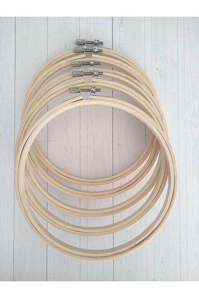 HOBİKİDS Set de 5 scripete cu șurub din lemn de 19 cm; Etamină, Punch, Broderie Scripete