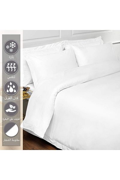 erorex 100 Percent Cotton Duvet Cover Queen Size Set 220X230 Cm White 400 Thread Count Long Staple Cotton