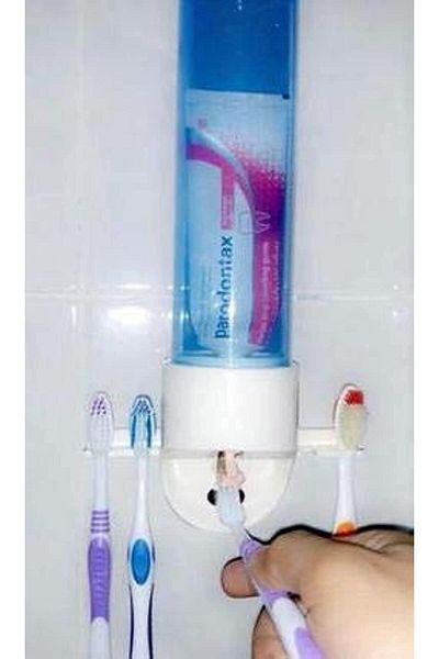 erorex Plastic Toothpaste Dispenser With Brush Holder Set White
