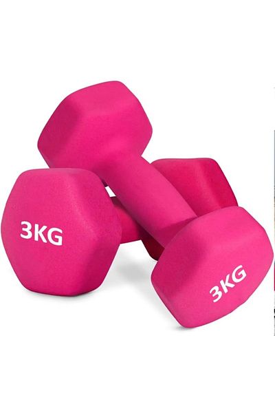 Fitness World Weightlifting dumbbell made of vinyl, 3 kg, consisting of two pieces Pink