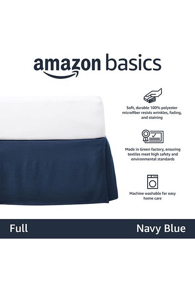 erorex Pleated Bed Skirt Full Navy Blue