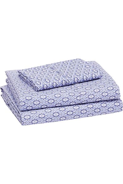 erorex Lightweight Super Soft Easy Care Microfiber Bed Sheet Set With 14” Deep Pockets Twin Blue Damask