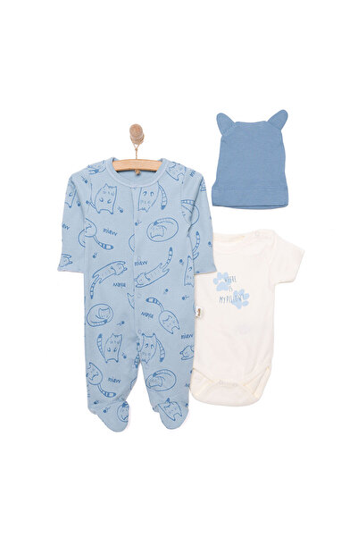 Bebetto Yenidoğan Organic Sleepy Car Tulum-Body-Şapka 3lü Set Unisex