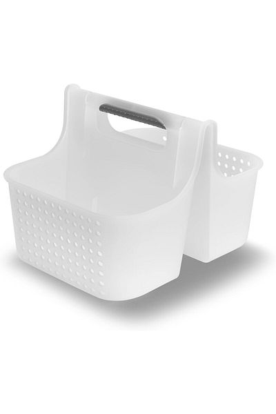 erorex Small Soft Grip Tote Frost Gray Bath Collection 2 Compartments Thick Handle For Carry Comfort Multi