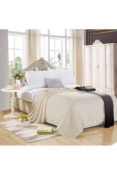 erorex Soft Flannel Blanket King Size 200 * 210 Cm Off White