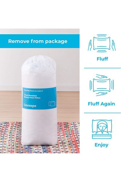 erorex Shredded Memory Foam 2 Pack Pillow Standard Pack Of 2 White 2 Count