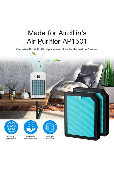 erorex Air Purifier Ap1501 Replacement Filters 4 Pack H13 True Hepa Filter Activated Carbon Filter Ap1501