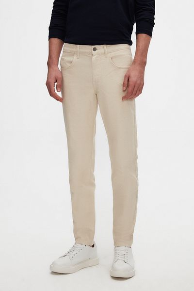 D'S Damat Comfort Fit Ecru Straight Jean Jeans Παντελόνι τζιν με πέντε τσέπες που πλένεται