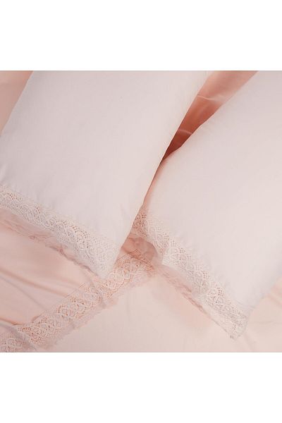 erorex 4 Piece 100 Percent Microfiber Crochet Lace Bed Sheet Set Blush Queen