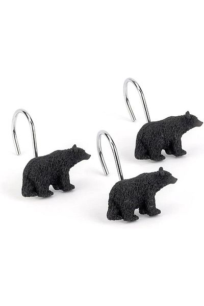 erorex Black Bear Lodge 12 Pc Shower Hook Set Black