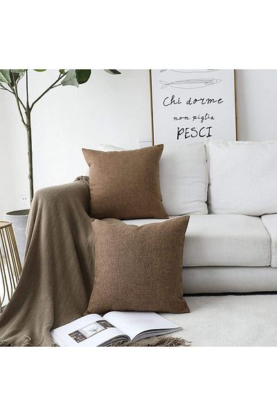 erorex Brown Linen Decorative Solid Filled Cushion 45 * 45 Centimeter Am.Dc8025102570343 Pen