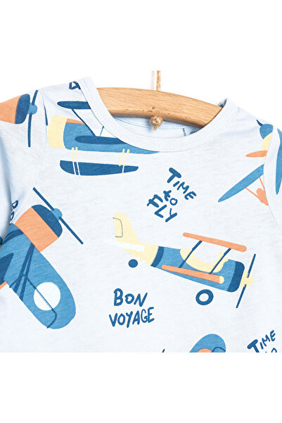 ebebek Hello Baby HelloBaby Uzun Kol Uçak Desenli Bisiklet Yaka Pijama Takımı