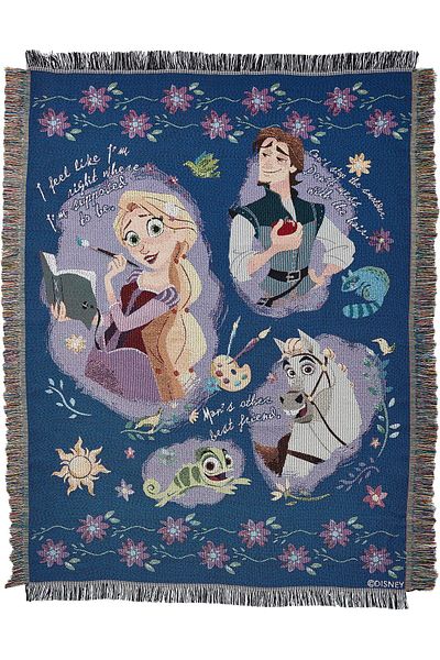 erorex Disney'S Princesses Inch Storytime Tangled Inch Woven Tapestry Throw Blanket 48 Inch X 60 Inch