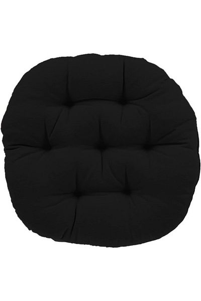 erorex Round Decorative Velvet Upholstered Chair Cushion 37X38 Cm Black