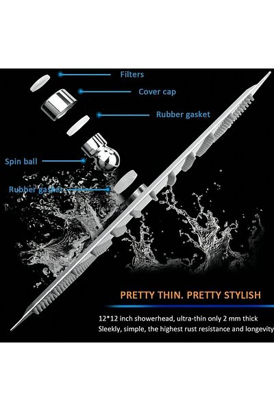 erorex Brushed Stainless Steel 30Cm Square Rain Shower Head Brushed Stainless Steel