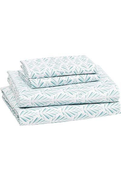 erorex Lightweight Super Soft Easy Care Microfiber Bed Sheet Set With 14” Deep Pockets King Aqua Fern