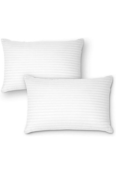 erorex 3 Piece Comfortable Strip Hotel Pillow Microfibre White 140X50