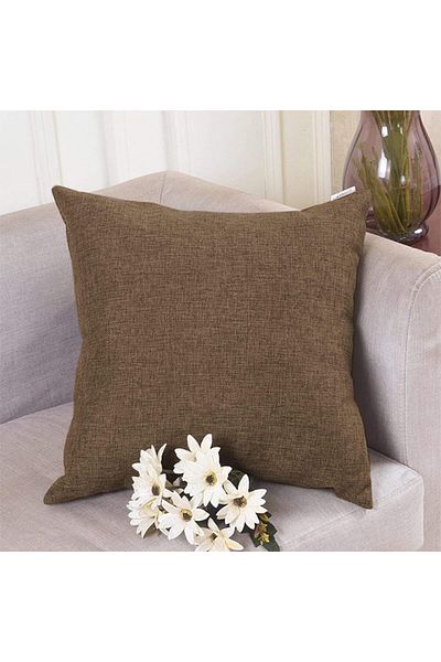 erorex Elegant Linen Soft Decorative Cushion Set Solid Design 65X65 Cm Dark Brown